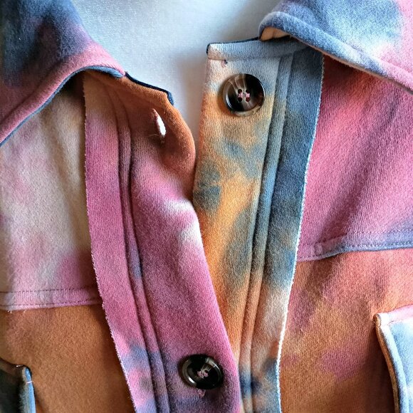 NWT! EASEL PILCRO Multi COLOR TIE DYE BUTTON DOWN SHACKET - Picture 3 of 7